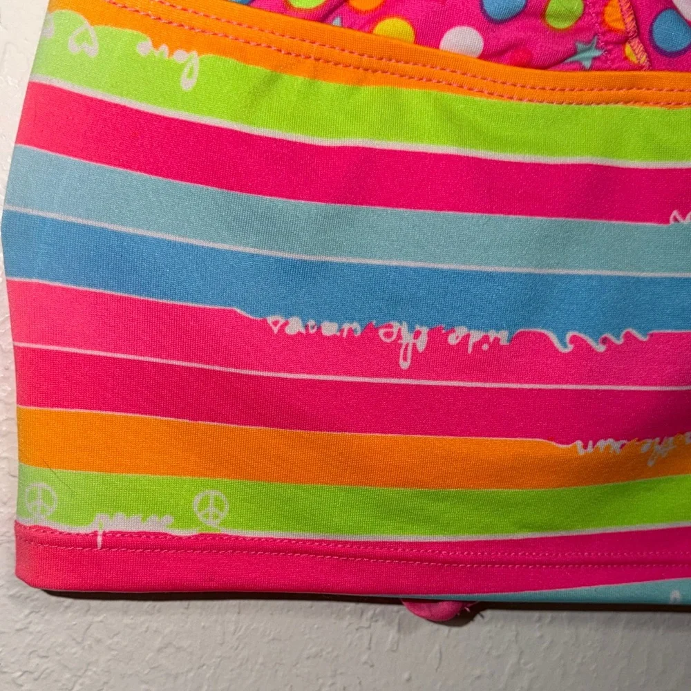 Candy Girl Colorful Polka‎ Dot and Stripe Bikini Swimsuit Halter Top